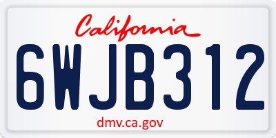 CA license plate 6WJB312