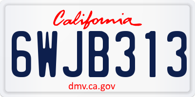 CA license plate 6WJB313
