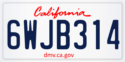 CA license plate 6WJB314