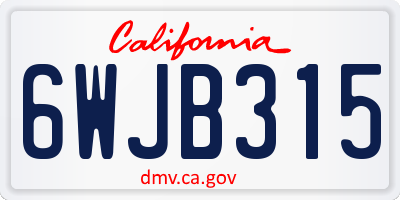 CA license plate 6WJB315