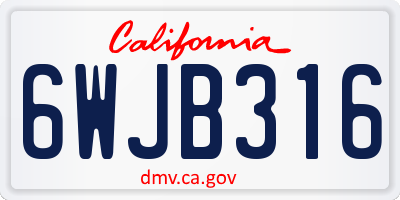 CA license plate 6WJB316