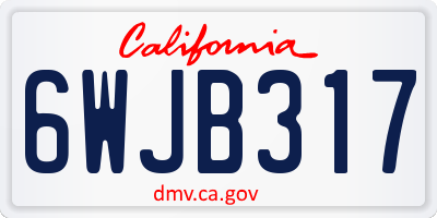 CA license plate 6WJB317