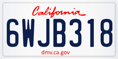 CA license plate 6WJB318