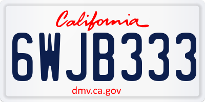 CA license plate 6WJB333