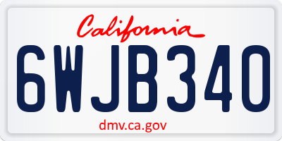 CA license plate 6WJB340