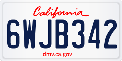 CA license plate 6WJB342