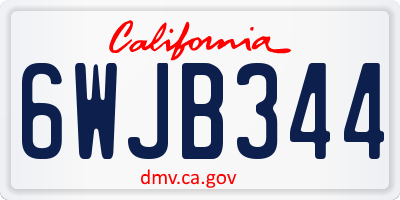CA license plate 6WJB344