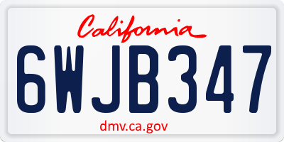 CA license plate 6WJB347