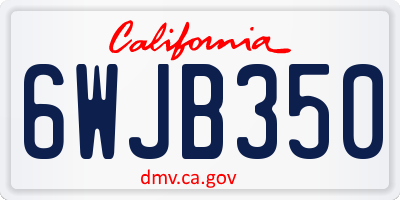 CA license plate 6WJB350