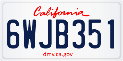CA license plate 6WJB351
