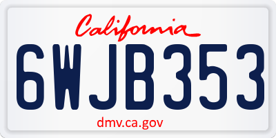 CA license plate 6WJB353