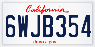 CA license plate 6WJB354