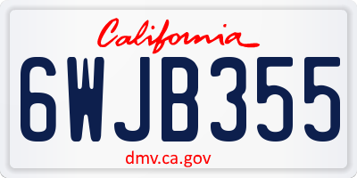 CA license plate 6WJB355