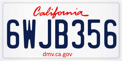 CA license plate 6WJB356