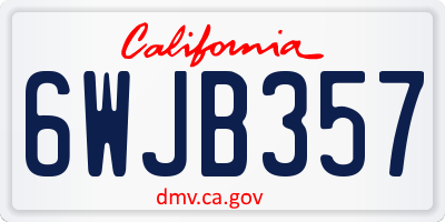 CA license plate 6WJB357