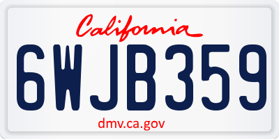 CA license plate 6WJB359