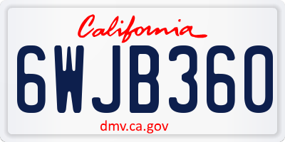 CA license plate 6WJB360