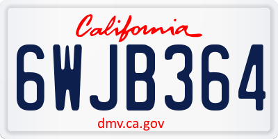 CA license plate 6WJB364