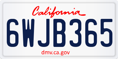 CA license plate 6WJB365