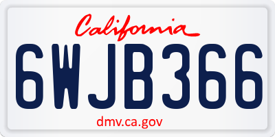 CA license plate 6WJB366