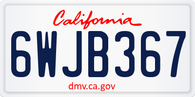 CA license plate 6WJB367