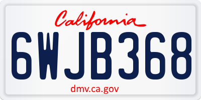 CA license plate 6WJB368