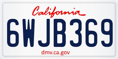 CA license plate 6WJB369