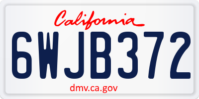 CA license plate 6WJB372