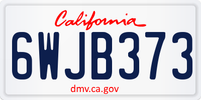 CA license plate 6WJB373