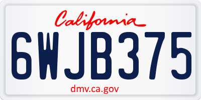 CA license plate 6WJB375