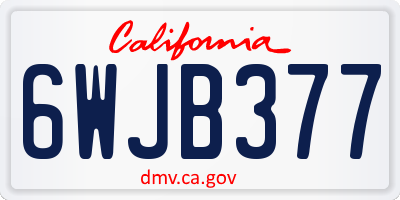 CA license plate 6WJB377
