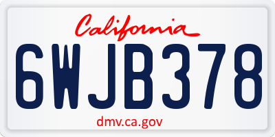 CA license plate 6WJB378