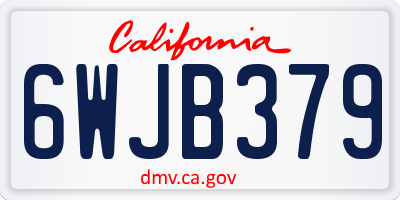 CA license plate 6WJB379
