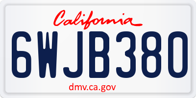 CA license plate 6WJB380