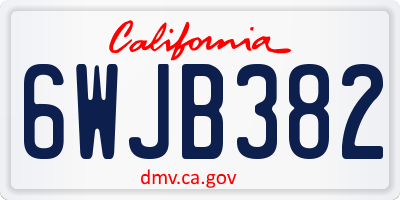 CA license plate 6WJB382