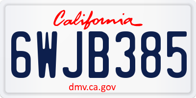 CA license plate 6WJB385