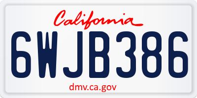 CA license plate 6WJB386