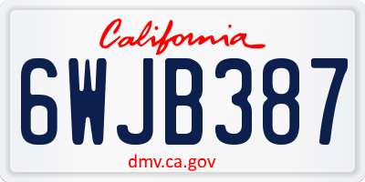 CA license plate 6WJB387