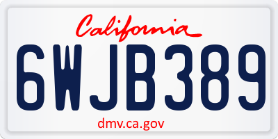 CA license plate 6WJB389