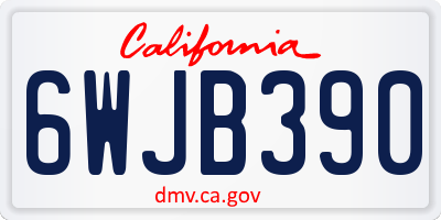 CA license plate 6WJB390
