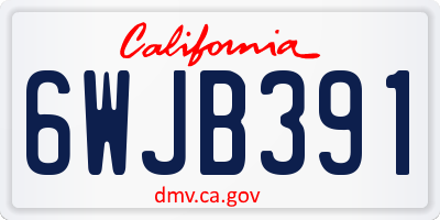 CA license plate 6WJB391
