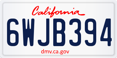 CA license plate 6WJB394