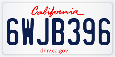 CA license plate 6WJB396