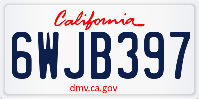 CA license plate 6WJB397