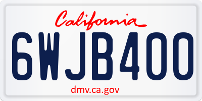 CA license plate 6WJB400