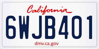 CA license plate 6WJB401