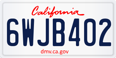 CA license plate 6WJB402