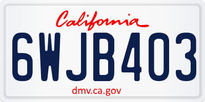 CA license plate 6WJB403