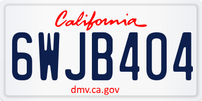 CA license plate 6WJB404