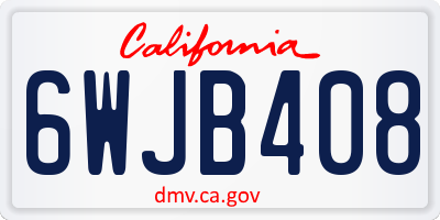 CA license plate 6WJB408